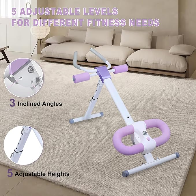Ab Workout Equipment Abdominal Trainer, Adjustable Ab Machine at Home Gym, Foldable Abdominal Exercise Machine, Core & Ab Trainer Machine for Stomach Workout with LCD Monitor-CasaMuseHome
