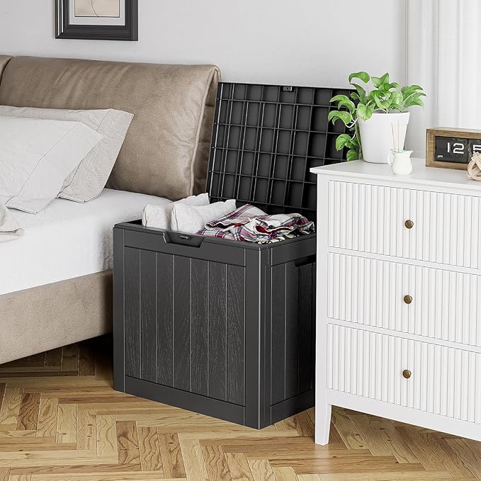 32 Gallon Deck Box Lockable Resin Indoor Outdoor Storage Box waterproof Outdoor Container for Patio Furniture, Pool Accessories, Cushions, Garden Tools, Sports Equipment-CasaMuseHome