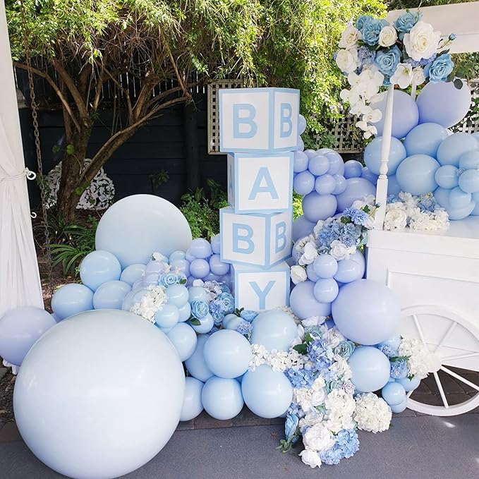 130pcs Light Blue Balloons Different Sizes 18" 12" 10" 5" Baby Blue Balloons for Boys Girls Birthday Baby Shower Gender Reveal Wedding Children's Day Decorations-CasaMuseHome
