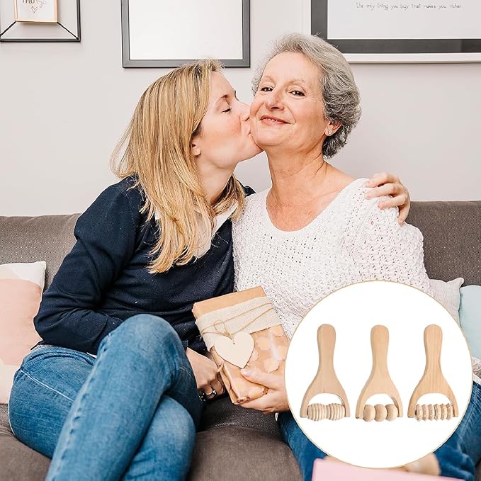 3Pcs Wooden Hand Massage Roller, Manual Wood Therapy Massage Tools Massager Roller for Relaxes Thigh, Leg, Hands Full Body Muscle Men Women Gift-CasaMuseHome