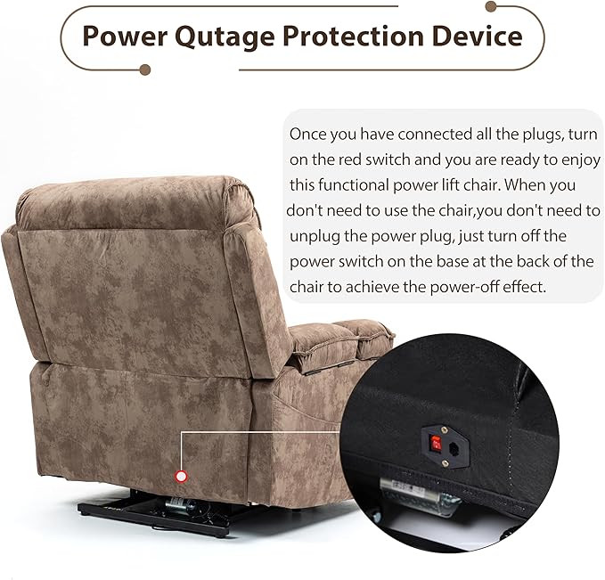 27in Extra Wide Power Lift Recliner Chair for Big Tall with Extended Footrest Heat Massage, Oversized Electric Lift Recliner Chairs for Adults Elderly Seniors, Arm Storage & Cup Holders-CasaMuseHome