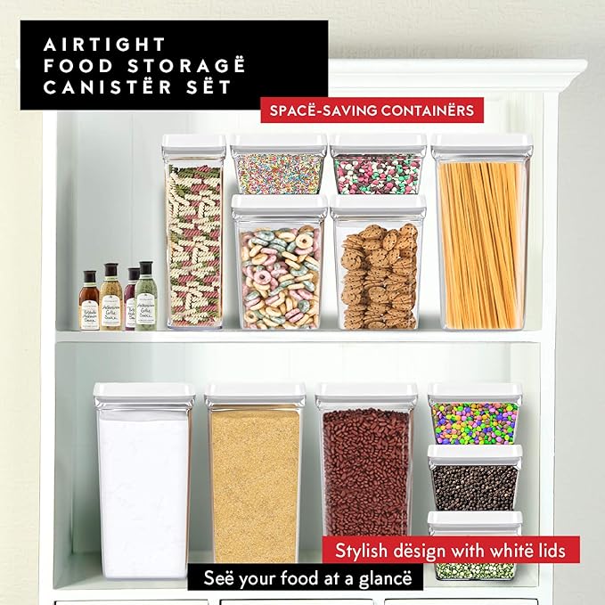 DWËLLZA KITCHEN Large Airtight Food Storage Containers - Clear Plastic Bulk Food Pantry & Kitchen Storage Containers for Flour, Sugar and Baking Supplies 4 Pcs. BPA-Free, Keeps Fresh & Dry (White)-CasaMuseHome