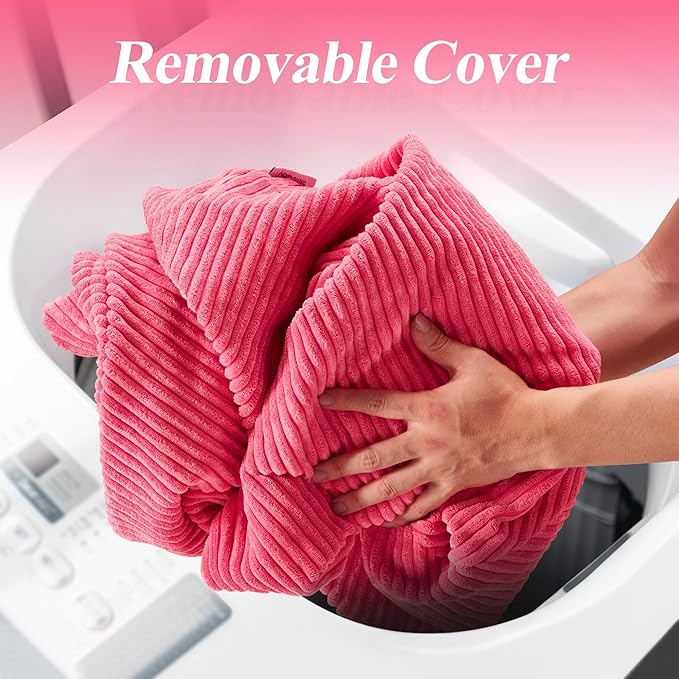 3.5FT Bean Bag Chairs Teardrop Bean Bag Chair for Adults Beanbag Chair with Memory Foam Filled Machine Washable Cover for Living Room, Bedroom (Large,Pink)-CasaMuseHome