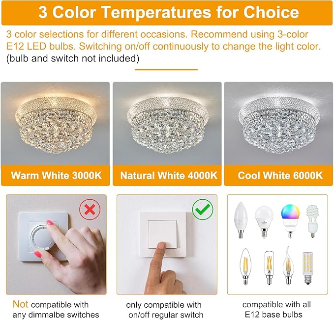 7-Light Crystal Flush Mount Chandelier Ceiling Light Fixture for Living Room Dining Room Bedroom Foyer Entryway Hallway Closet Bathroom (Chrome D18)-CasaMuseHome