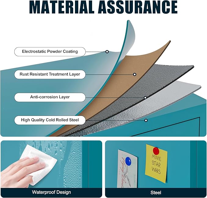 71'' Farmhouse Metal Storage Cabinet with Barn Doors,Steel File Cabinet for Home Office,Kitchen Pantry 4 Adjustable Shelves,Freestanding Cupboard for Kitchen,Home Office (Peacock Blue)-CasaMuseHome
