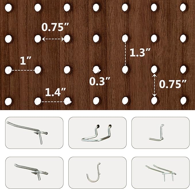 6 Panel Pegboard Room Divider, 5.6Ft Pegboard Display Folding Privacy Screens, Wood Room Divider Peg Board Display Freestanding for Trade Show Craft Show Home Wall Organizer, Brown-CasaMuseHome