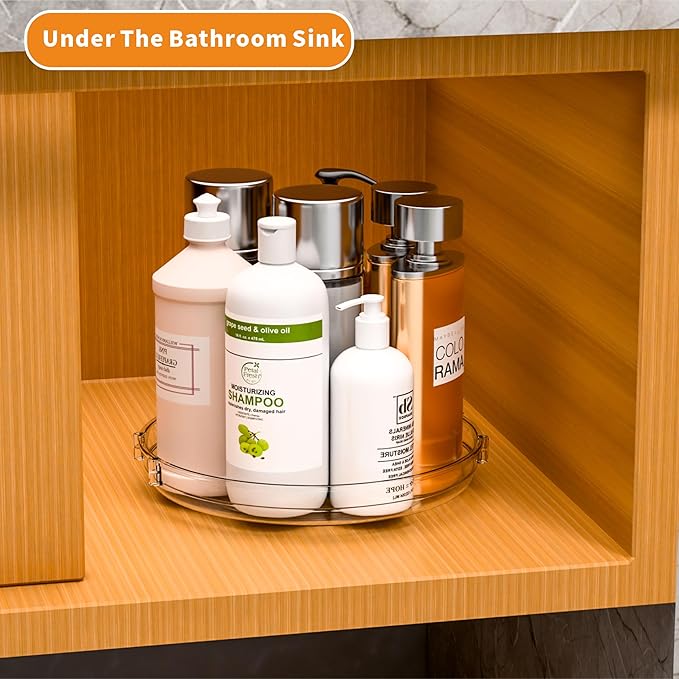 9.5" W Acrylic Clear Lazy Susan Turntable for Cabinet,Kitchen Countertop,Refrigerator and Pantry Organization Storage,1 Tier Small Spinning Organizer for Vitamin,Medicine,Spice Rack & Organization-CasaMuseHome