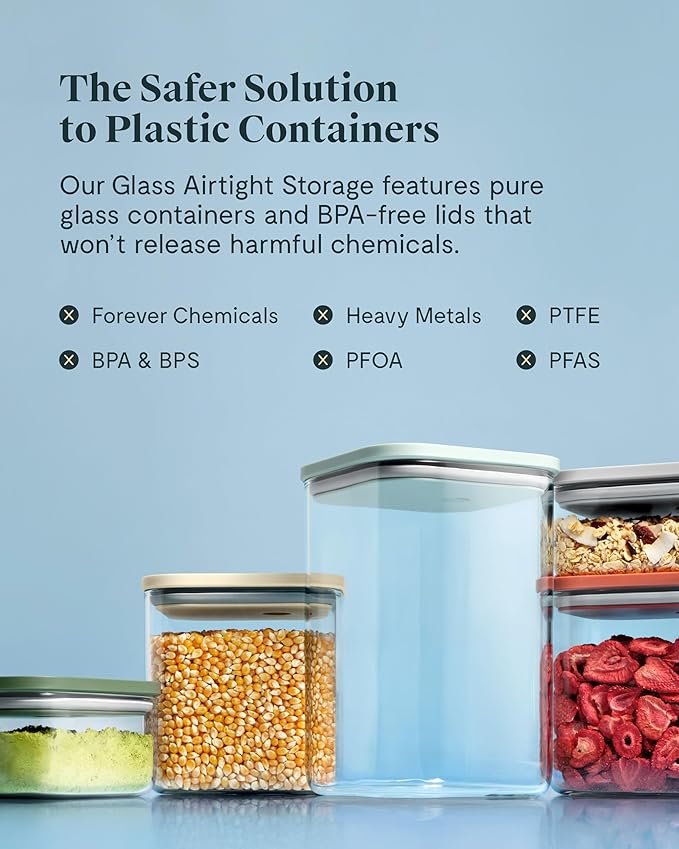 Caraway 14-Piece Glass Airtight Food Storage Containers with Lids – Non-Toxic, BPA-Free Kitchen Storage Containers – Stackable, Space-Saving Airtight Containers for Dry Goods and More - Perracotta-CasaMuseHome