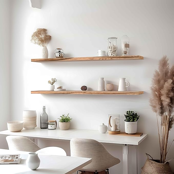 48 Inch Floating Shelves for Wall Rustic Light Wood Wall Shelves for Bedroom Set of 4-CasaMuseHome