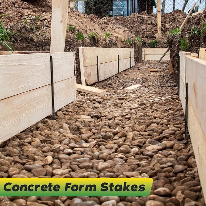 24 inches Straight Rebar Stakes 18-Pack Ground Stake Heavy Duty Metal Steel Spikes for Gardening, Concrete Forming and Camping Tent-CasaMuseHome