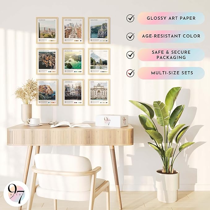 97 Decor Vintage Travel Wall Decor - Around World Travel Wall Art, Trendy City Wall Art Prints, Retro New York Europe Aesthetic Destination Pictures (8x10 Unframed)-CasaMuseHome