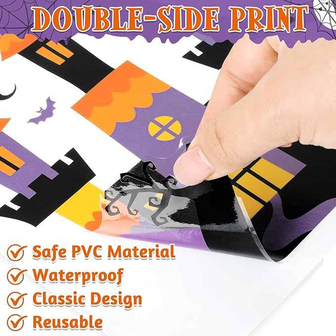 115PCS Halloween Window Clings, 9 Sheets Halloween Decorations, Cute Witch Tree Zombie Ghost Patterns PVC Window Stickers for Treat or Trick Party Favors Decal Supplies Decor Accessories-CasaMuseHome