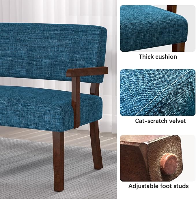 Accent Chair 2 Seat, Arm Chairs with Soft Seat and Armrests for Living Room, Love seat for Dining, Reading, and Waiting Rooms (Blue)-CasaMuseHome