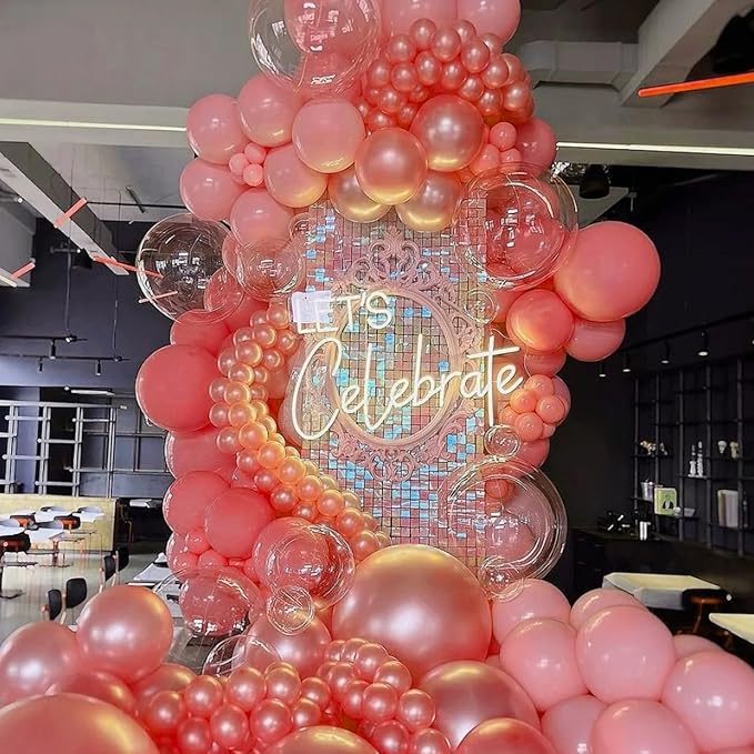 130pcs Retro Hot Pink Balloons Different Sizes 18" 12" 10" 5" Blush Hot Pink Latex Balloon Garland Arch Kit for Birthday Baby Shower Valentine's Day Wedding Gender Reveal Party Decorations-CasaMuseHome