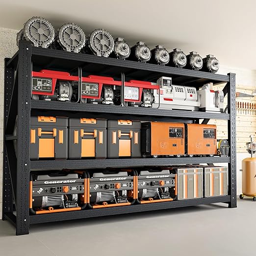 5000LBS Storage Shelves,71" W Garage Shelving Heavy Duty Metal Adjustable Garage Shelves, Shelving Units Industrial Shelving for Warehouse,71" W x 24" D x 69" H,Black-CasaMuseHome