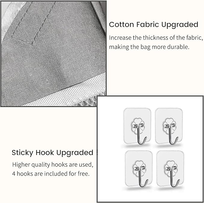 3pcs Small Wall Hanging Organizer Bag, Linen Fabric Door Hanging Storage Basket with Pockets, Waterproof Bin for Kitchen, Bedroom, Office, RV Camper (Gray)-CasaMuseHome