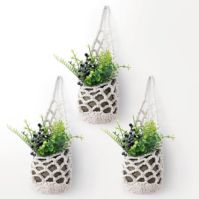 3PK Wall Planters for Indoor Plants, Macrame Plant Hanger | Wall Planter, Plant Hanger, Hanging Planter (3PK, for 4 inch Pot)-CasaMuseHome