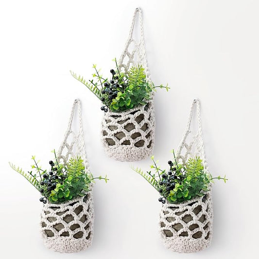 3PK Wall Planters for Indoor Plants, Macrame Plant Hanger | Wall Planter, Plant Hanger, Hanging Planter (3PK, for 4 inch Pot)-CasaMuseHome