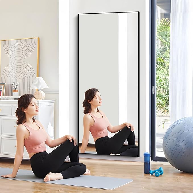 30x72inch Bathroom Mirror, Black Rectangle Mirror with Thin Frame, Large Rectangular Wall Mirror for Bathroom, Living Roomm, Hair Salon, Big Farmehouse Mirror Hang Horizontal/Vertical-CasaMuseHome