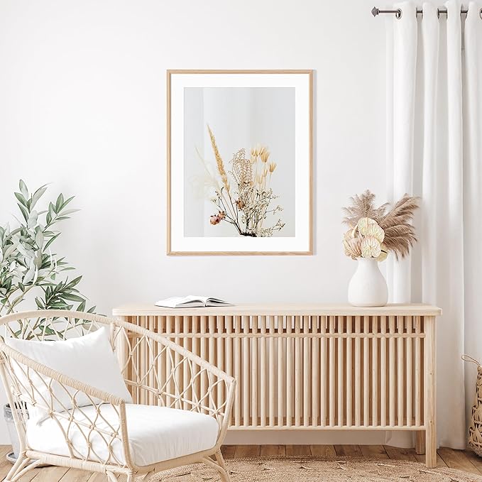 22x28 Poster Frame Set of 2 Natural Solid Oak Photo Frames with 18x24 Removable Mat Wall Hanging Large Handcrafted Frame with HD Plexiglass Wall and Tabletop Display Large Picture Frame-CasaMuseHome