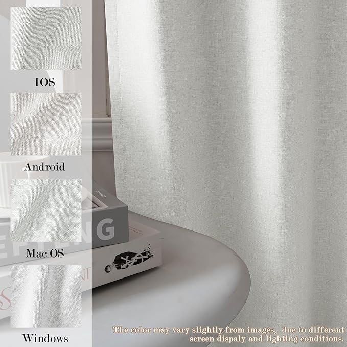 100% Blackout Linen Textured Drapes for Bedroom Pinch Pleated Curtains for Track System Portable Drapery for Sliding Glass Door/Storage/Space Room Divider, 70" Wx102 L, 1 PC, Greyish White-CasaMuseHome