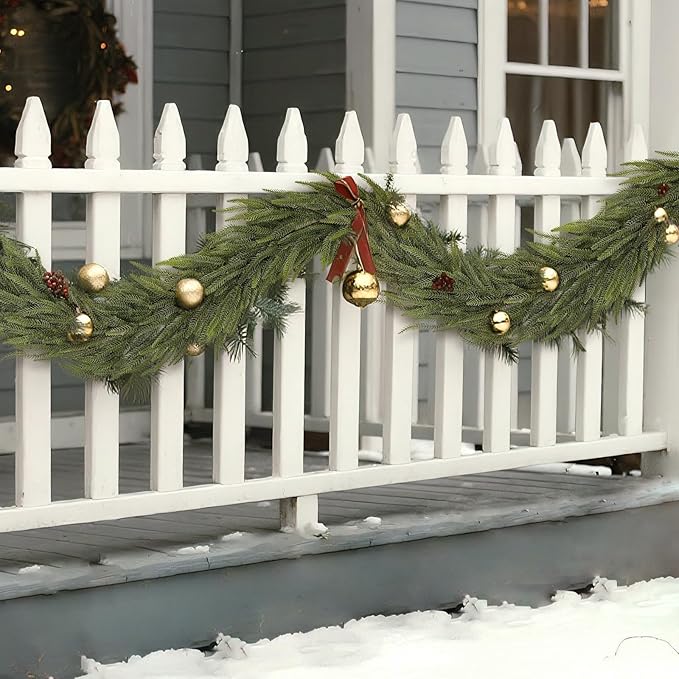 5FT Christmas Norfolk Pine Garland -1PCS, Artificial Pine Needles Garlands Faux Greenery Fake Garland for Holiday Fireplace,Table,Window,Stairs,Mante,Indoor Outdoor Decor-CasaMuseHome