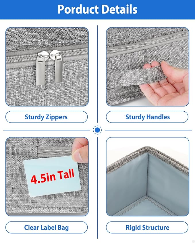 2 Pack Low Profile Under Bed Storage Containers 4.5 Inch Height, Shallow Underbed Couch Storage Organizer With Sturdy Sidewalls/Bottom, Thin Underbed Storage Bins For Clothes Dorm Dresser Sofa- Grey-CasaMuseHome