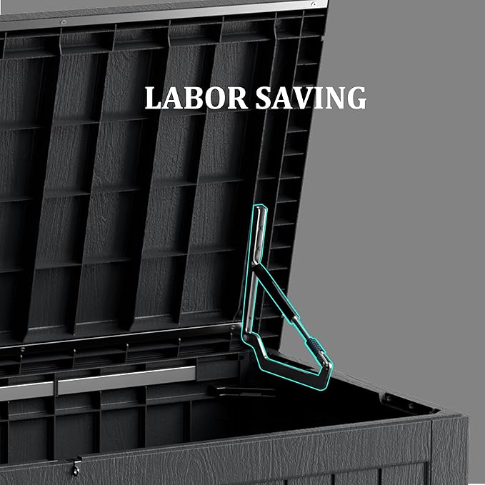 270 Gallon Lockable Resin Deck Box, Waterproof & UV-Resistant Outdoor Storage Box for Outdoor Cushion Storage, Garden Tools & Pool Accessories Storage, Black-CasaMuseHome