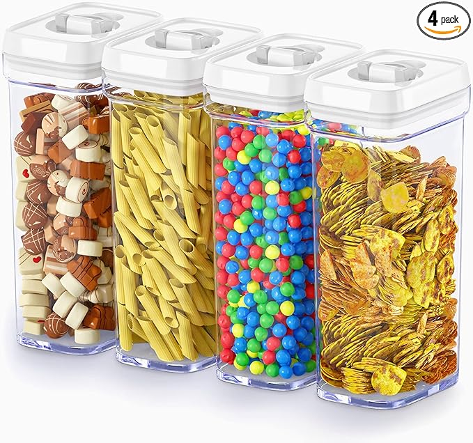 DWËLLZA KITCHEN Airtight Food Storage Containers – 4 Piece set Air Tight Pantry Storage Containers Clear Kitchen Organization and Storage Set BPA-Free - Keeps your Food Fresh & Dry-CasaMuseHome