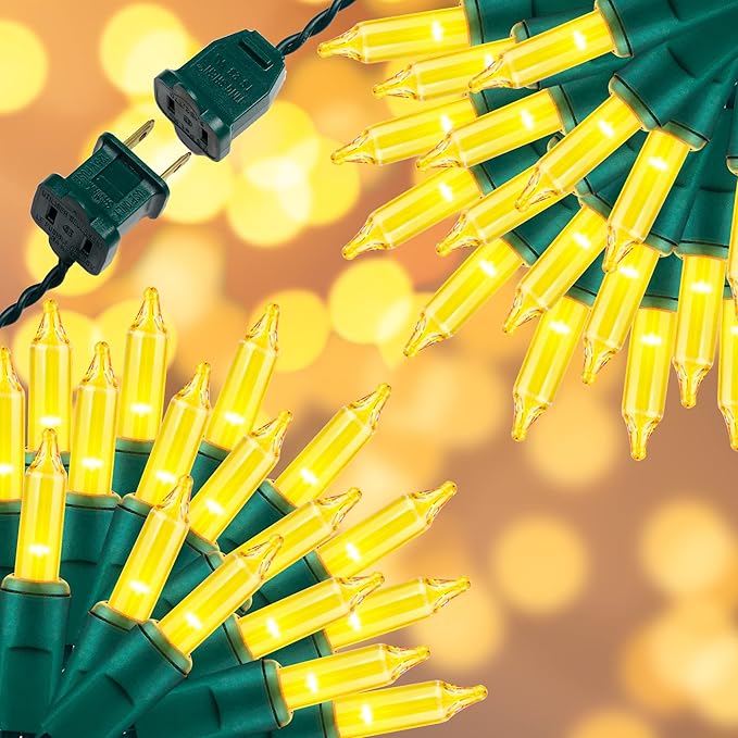 150LIGHTS Yellow Extra-Bright with End Connectors Christmas Decorative Lights 9.72m UL Certified Mini String Light Set Waterproof for Home Garden Holiday Christmas Tree Party Patio Wedding-CasaMuseHome