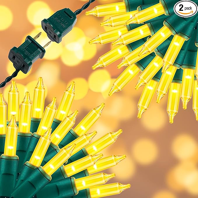 300LIGHTS(2*150L) YELLOW Extra-Bright With End Connectors Christmas Decorative Light 19.44m UL Certified Mini String Light Set Waterproof for Home Garden Holiday Tree Party Patio Decor Wedding-CasaMuseHome