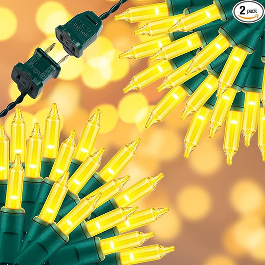 300LIGHTS(2*150L) YELLOW Extra-Bright With End Connectors Christmas Decorative Light 19.44m UL Certified Mini String Light Set Waterproof for Home Garden Holiday Tree Party Patio Decor Wedding-CasaMuseHome