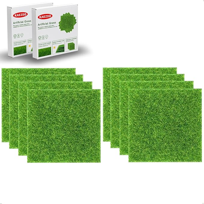 8 Packs 6 X 6 Inch Fake Grass Decor for Crafts, Artificial Grass for Dollhouse Miniature Ornament Projects, Model Turf Grass for DIY Fairy Garden Accessories and Decor Kit-CasaMuseHome