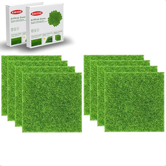 8 Packs 6 X 6 Inch Fake Grass Decor for Crafts, Artificial Grass for Dollhouse Miniature Ornament Projects, Model Turf Grass for DIY Fairy Garden Accessories and Decor Kit-CasaMuseHome