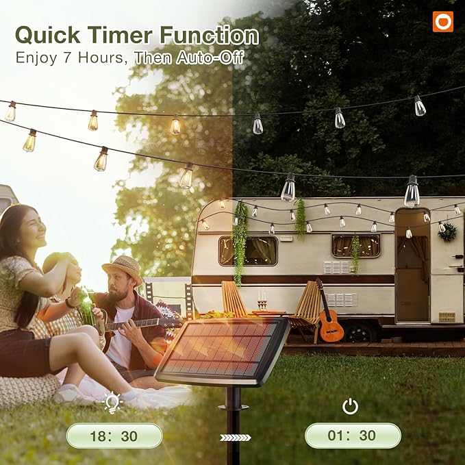 addlon 102(96+6) FT Solar String Lights Waterproof,Patio Light Solar Powered with Remote & USB Port 3 Modes, 30+2 LED Shatterproof Bulbs Outdoor Lighting for Camping Backyard Garden-CasaMuseHome