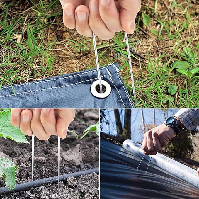 8 Inch Landscape Staples, More Thicker Heavy Duty 8 Gauge Galvanized Landscape Stakes, 125 Packs Garden Staples for Lawns, Weed Barriers, and Landscape Fabrics, Irrigation Hose, Tent Pegs-CasaMuseHome