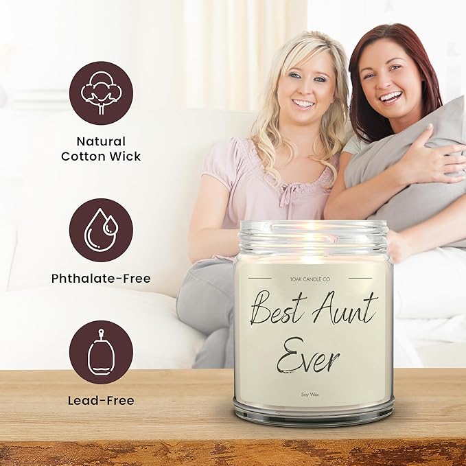 1OAK Vanilla Scented Candles - Aunt Candle - Best Aunt Gifts for Christmas from Niece, Nephew - Best Auntie Ever Gifts for Women-CasaMuseHome
