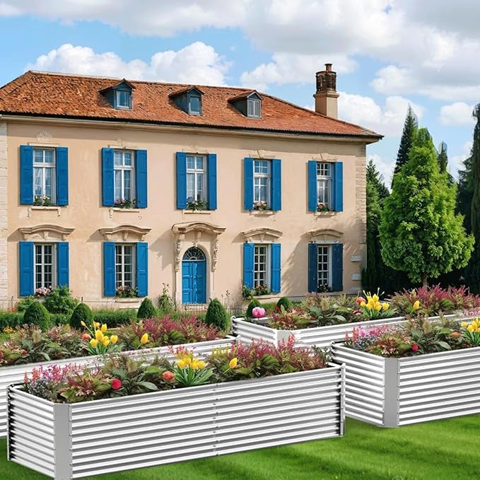 2 Pack 6x3FT Tall Galvanized Raised Garden Bed Outdoor,Metal Garden Bed for Vegetables,Steel Raised Beds for Gardening,Above Ground Garden Box for Flower-H2M-CasaMuseHome