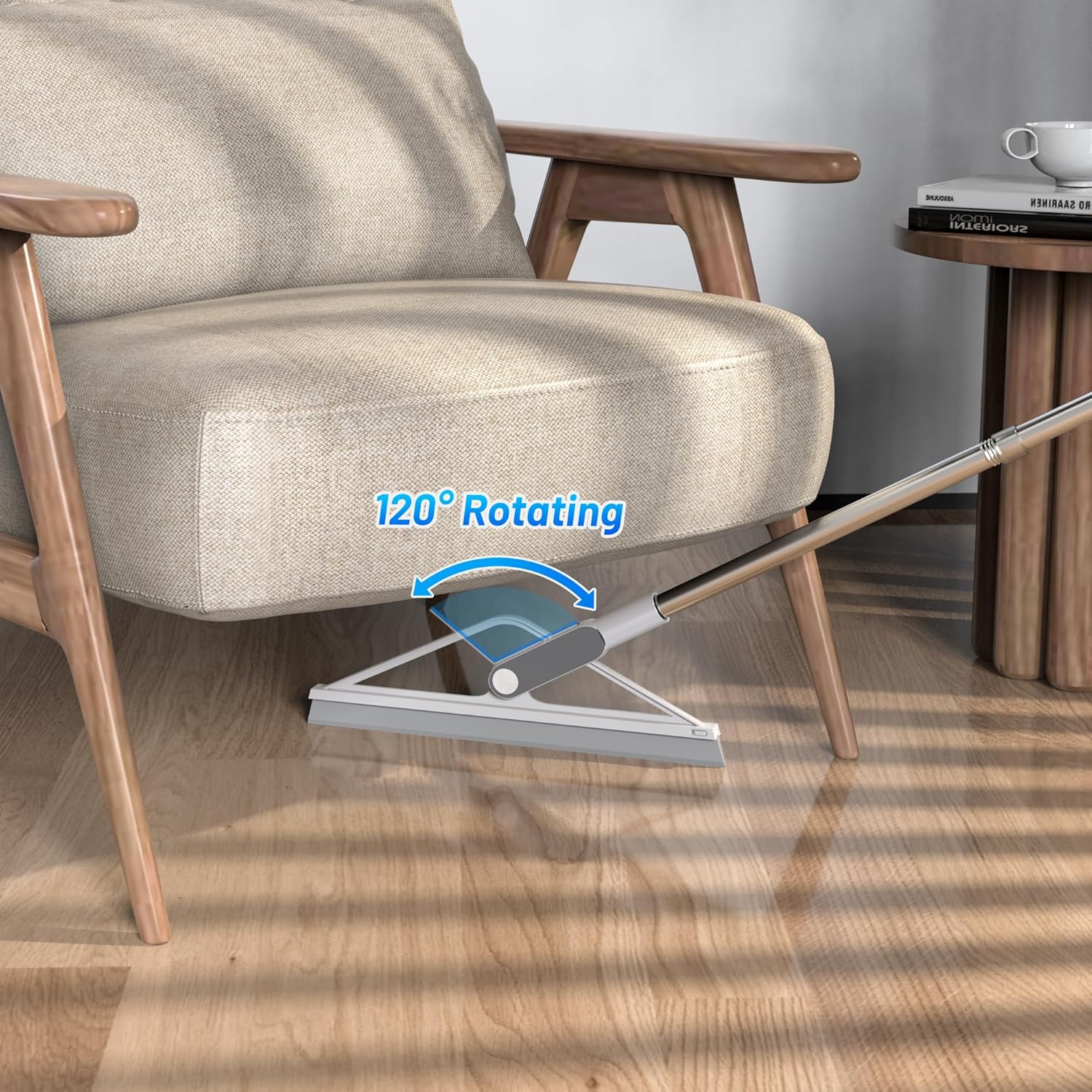 KOLLIEE Floor Squeegee Rubber Squeegee Broom Floor 61" Handle Adjustable Window Squeegee for Tile Floor Pool Deck Bathroom Window Floor Wiper