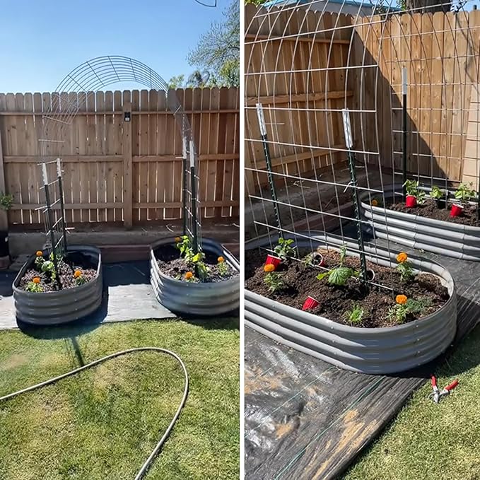2 Pack 6x3x1FT Galvanized Raised Garden Bed Kit Oval Metal Ground Planter Box Outdoor Bottomless Planter Raised Beds for Vegetables Flowers Herbs Fruits, Gray-CasaMuseHome
