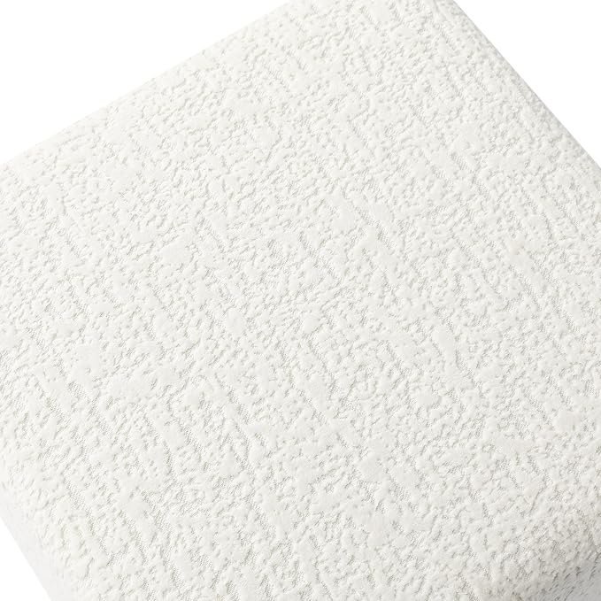 Adeco 18 Inch High Faux Fur White Cube Ottoman Storage, 3D Embossed Velvet Chair Foot Stools, Upholstered Vanity Stool with Hinged Lid, Solid Wood Legs-CasaMuseHome