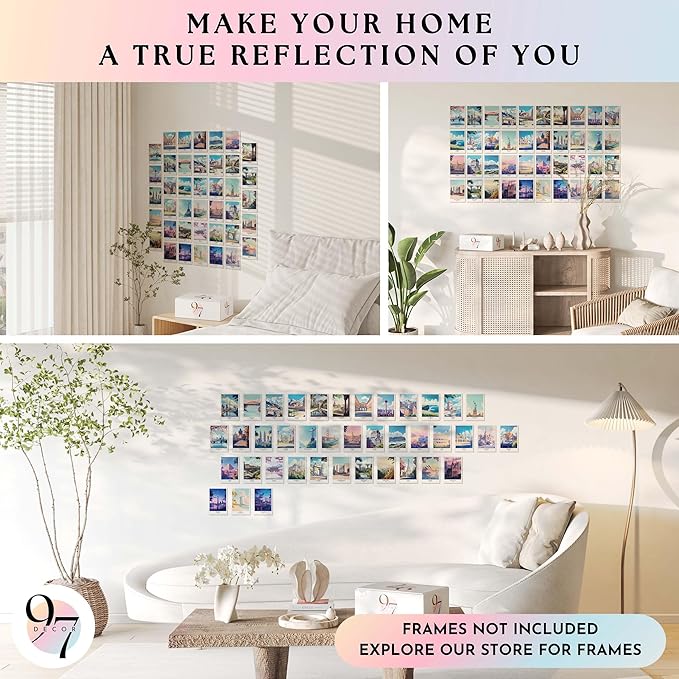 97 Decor Vintage Travel Posters Wall Art - Retro Travel Decor For Home, Travel Art Prints For Wall Decor, Around World Travel Collage Destination Pictures Famous City Artwork For Classroom (4x6)-CasaMuseHome