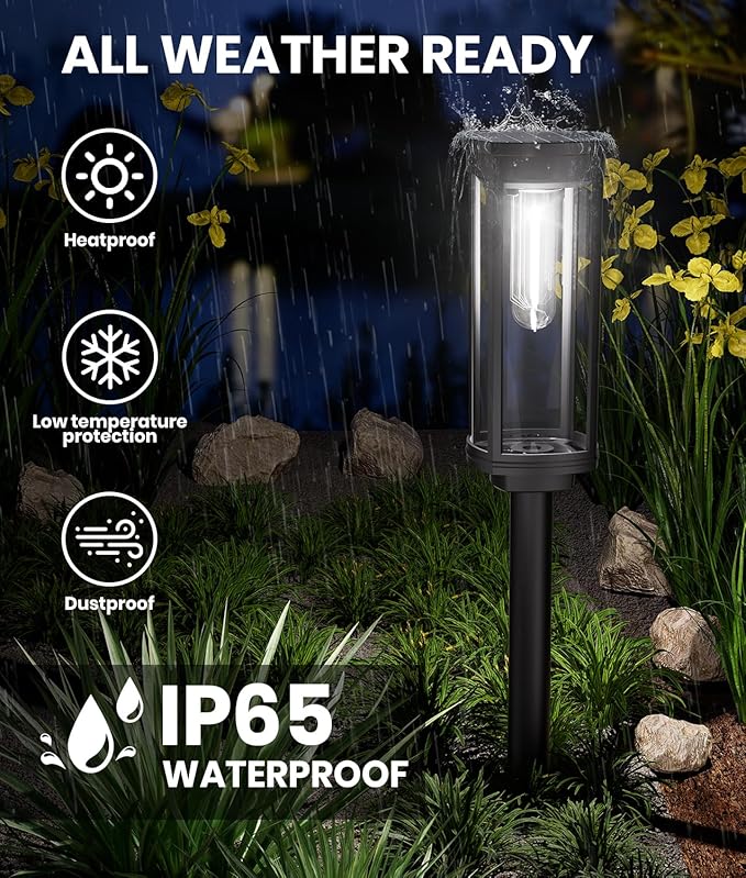 4 Pack Solar Pathway Lights Outdoor, Modern Super Brightness LED Path IP65 Waterproof Garden Lights Solar Powered Landscape Lighting for Outside Yard Garden Driveway Walkway-CasaMuseHome