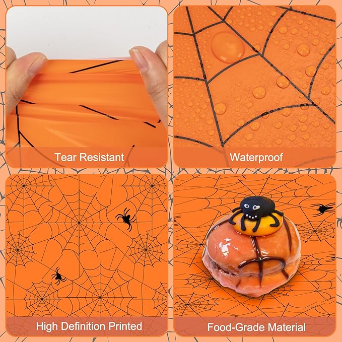 2 Pcs Halloween Tablecloth - Plastic Halloweens Spider Webs Table Cloth, Orange Disposable Rectangle Spiderweb Table Cover for Halloween Party Decorations Supplies Favors Tables Decor, 108 x 54 Inch-CasaMuseHome