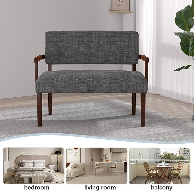 Accent Chair 2 Seat, Arm Chairs with Soft Seat and Armrests for Living Room, Love seat for Dining, Reading, and Waiting Rooms (Gray)-CasaMuseHome