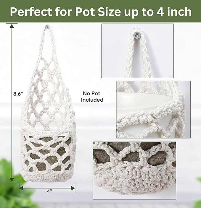 3PK Wall Planters for Indoor Plants, Macrame Plant Hanger | Wall Planter, Plant Hanger, Hanging Planter (3PK, for 4 inch Pot)-CasaMuseHome