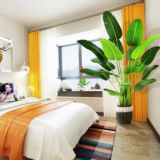 7.2ft Artificial Silk Bird of Paradise Palm Tree (85in) with 17 Trunks Faux Tree and Plastic Nursery Pot, Fake Plant for Office House Farmhouse Living Room Home Decor (Indoor/Outdoor)-CasaMuseHome