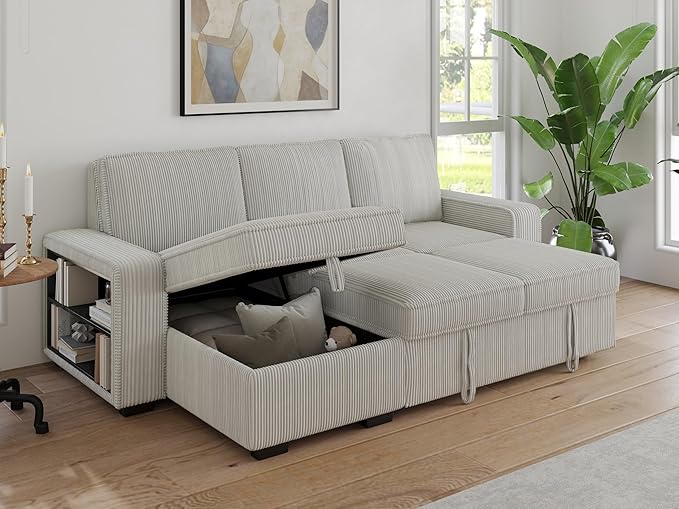 91-inch Reversible Sectional Sleeper-CasaMuseHome