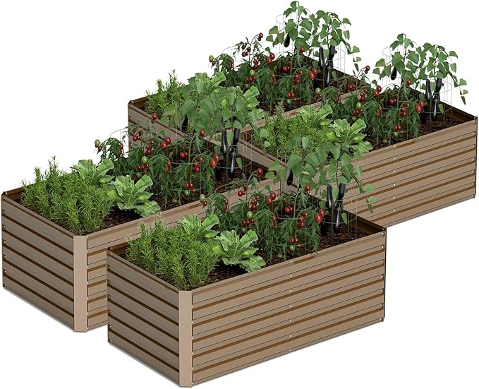 6x3x2 ft Raised Garden Bed, Large Metal Planter Raised Beds, Planters for Outdoor Plants for Vegetables, Flowers, Herbs, Fruits, and Succulents.(4 Pcs)-CasaMuseHome