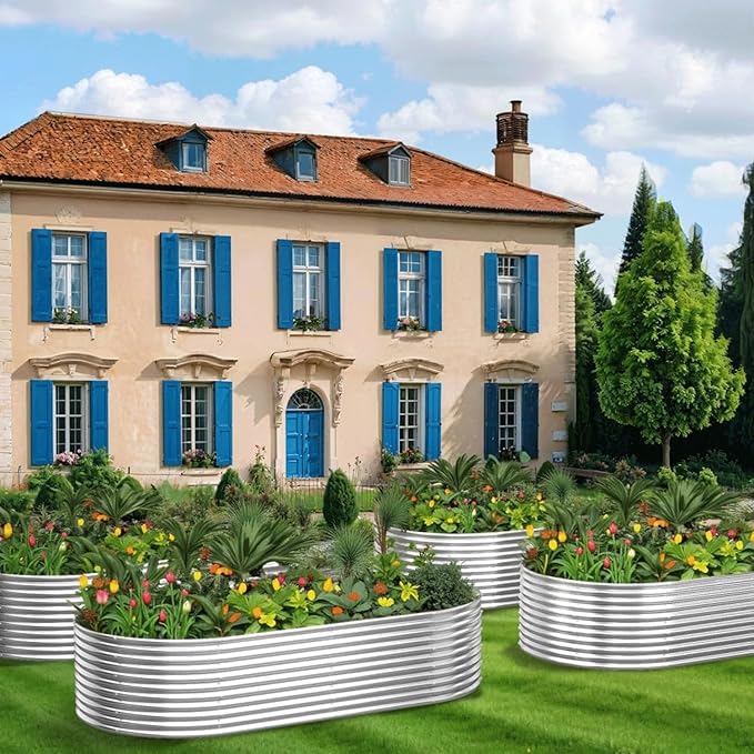 2 Pack 8x4FT Tall Galvanized Raised Garden Bed Outdoor,Metal Garden Bed for Vegetables,Steel Raised Beds for Gardening,Above Ground Garden Box for Flower-3L0-CasaMuseHome